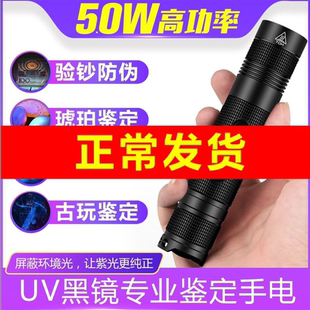 5W正品 sanjicha三戟叉荧光剂检测笔防伪验钞365nm紫光灯手电筒UV