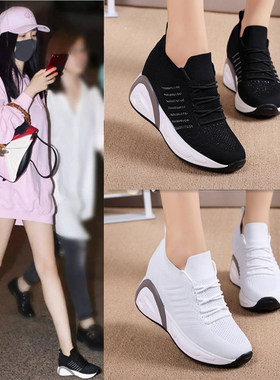 品牌内增高女鞋2025春季新款韩版百搭休闲鞋软底百搭增高旅游鞋