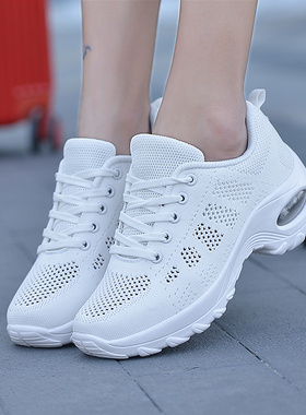 品牌白色回女鞋运动鞋女夏季单网休闲鞋大码42气垫旅游鞋跑步鞋女