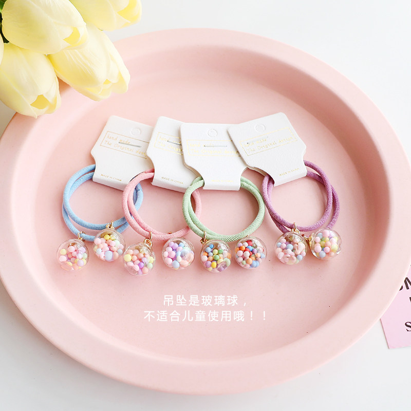 彩色玻璃球球发饰头绳扎头发少女心皮筋成人女头饰