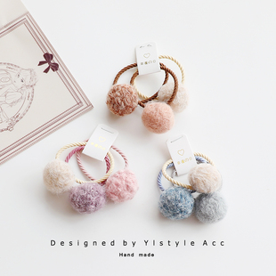 原创设计儿童毛呢球球发圈头绳扎头发皮筋小清新女童发饰