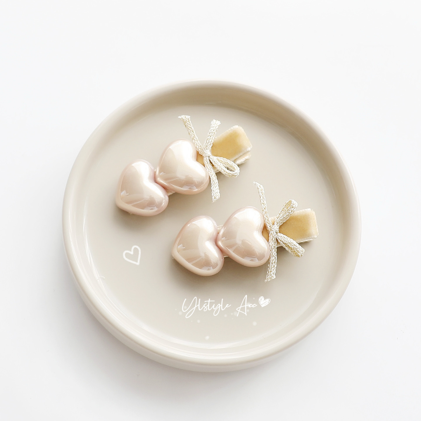 原创手作珠光爱心蝴蝶结全包发夹儿童刘海边夹幼儿发卡发饰头饰女