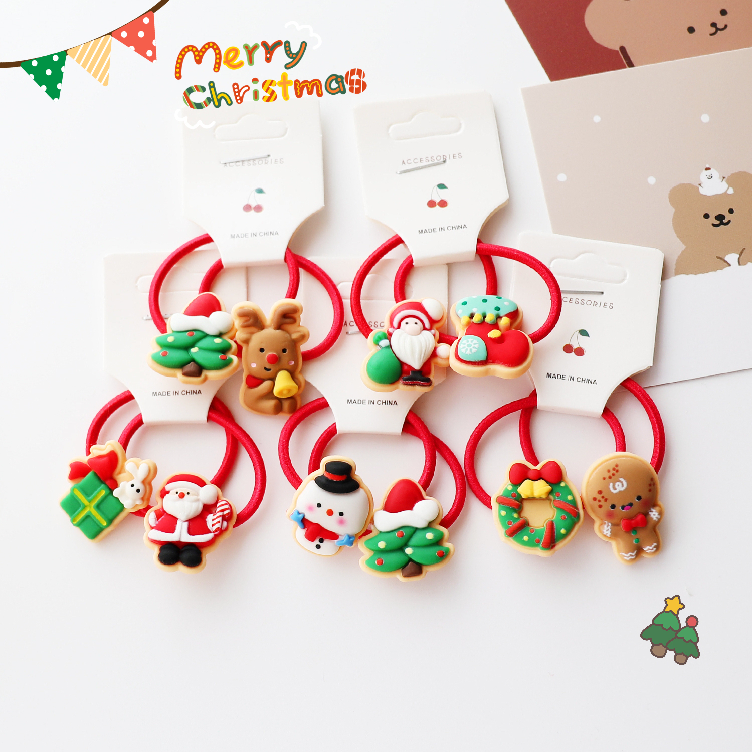 手作糖霜饼干发圈圣诞圣诞树发绳