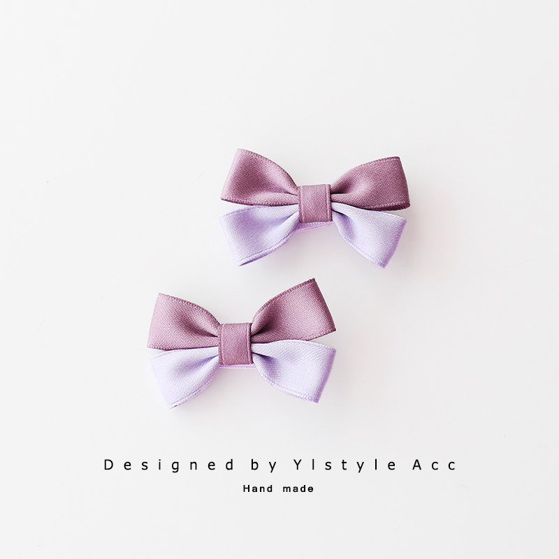 原创手作撞色紫色系宝宝全包发夹刘海边夹BB夹组合发饰儿童头饰