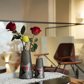 新品 漫艳线条猫玻璃花瓶猫咪插画设计感ins风艺术手绘桌面小摆件