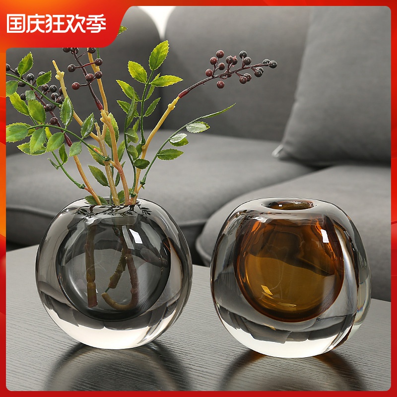 轻奢玻璃花瓶客厅玄关软装饰品