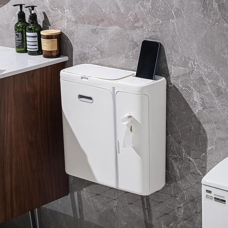 置物架一体纸巾盒垃圾桶超薄防水