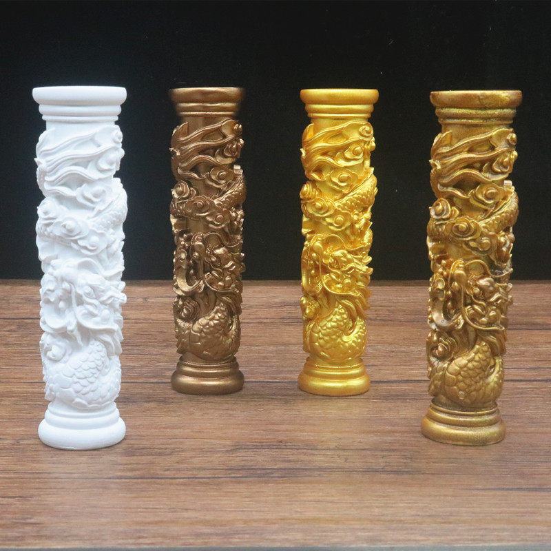 中华龙图腾盘龙柱圆柱龙摆件家居客厅招财风水镇宅开业送礼工艺品