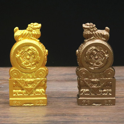 中国风门墩子立狮石膏抱鼓石书档桌面摆设鱼缸造景车载石鼓狮摆件