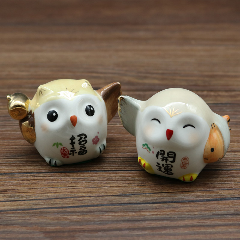 吉祥日式风开运陶瓷祝福礼物摆件