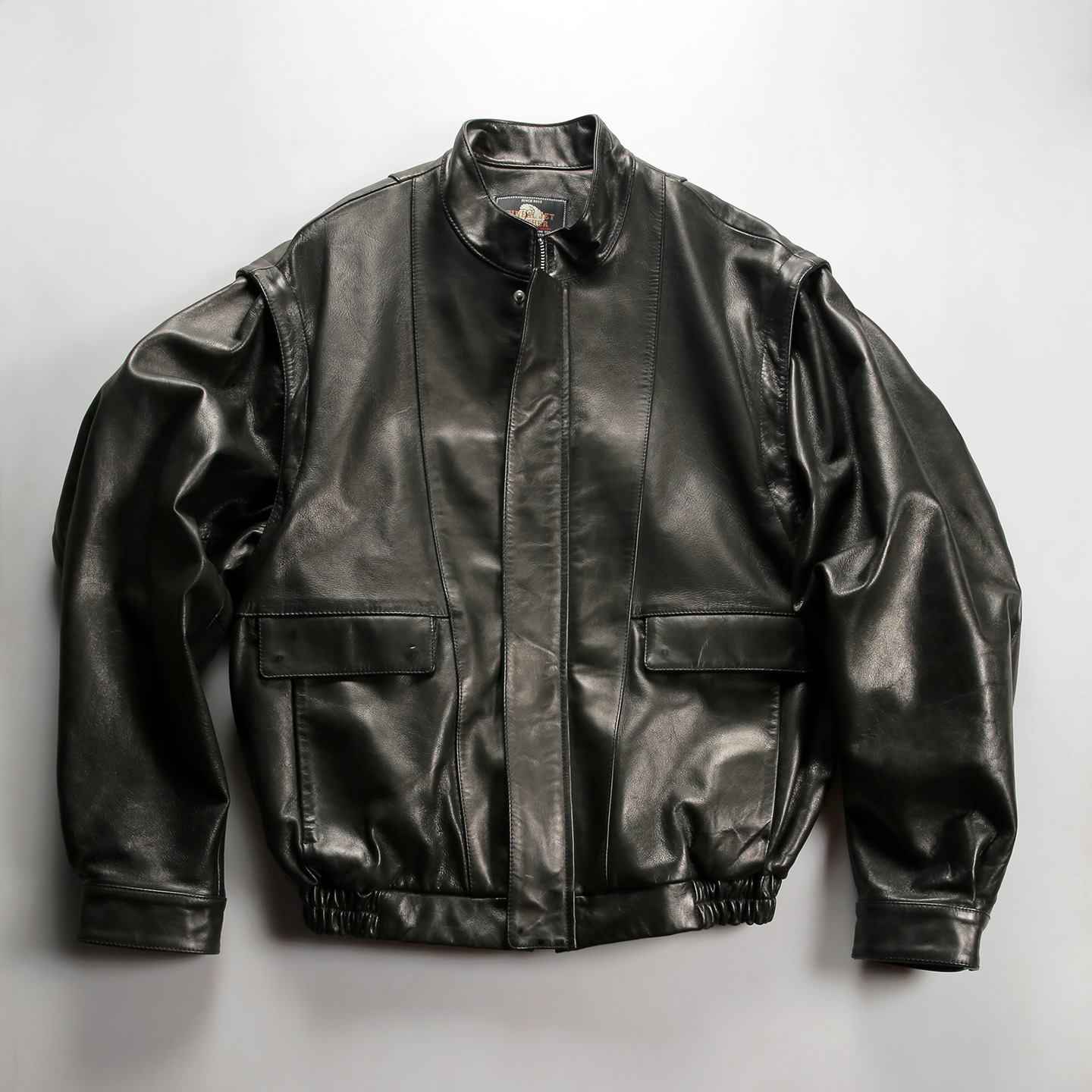 复古港风oversize扩版真皮绵羊皮夹克男美式两穿可拆卸袖子皮马甲