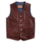WAXED GOATSKIN STITCHING COARSE CLOTH VINTAGE VEST JAPANESE RETRO DENIM LEATHER VEST SHOULDER SHORT LEATHER JACKET MENS NEW PRODUCTS