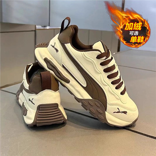 男鞋2025新款冬季潮流休闲青少年厚底阿甘运动老爹鞋加绒保暖棉鞋