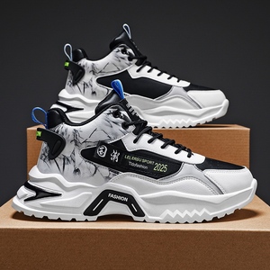 男鞋秋季透气国潮运动老爹鞋厚底青少年休闲学生冬季潮鞋2023新款