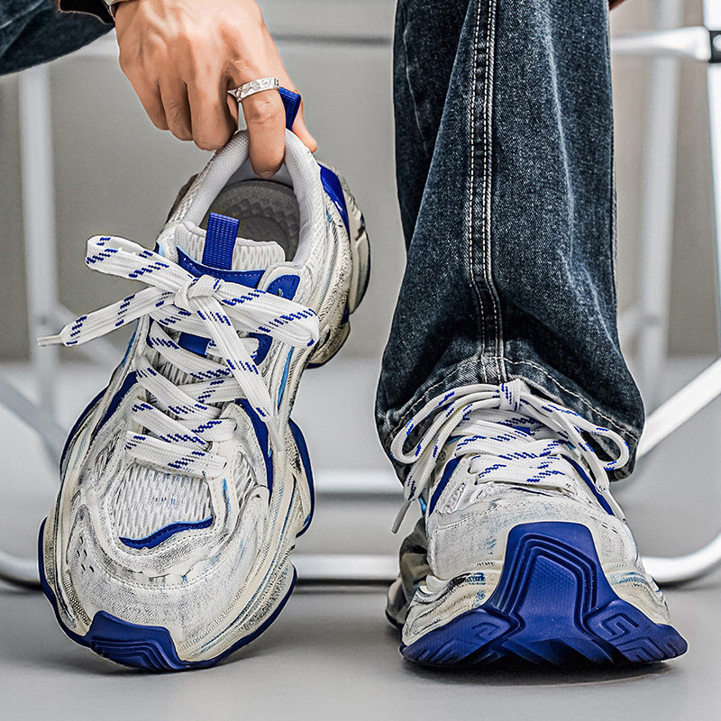 莆田男鞋春季潮流休闲青少年学生运动跑步厚底增高耐磨防滑老爹鞋