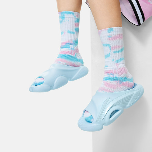 李宁正品女子舒适篮球场下拖鞋