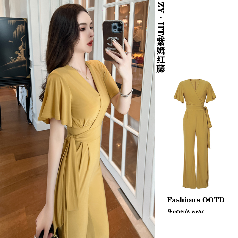 ZY·HT/紫嫣红藤西装v领连体裤