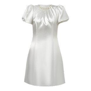 法式初恋小白裙赫本风高级感收腰修身洋气减龄气质灯笼袖连衣裙夏