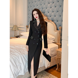 学院风高级感西装连衣裙端庄大气欧货酷飒风轻奢名媛气场强大女装