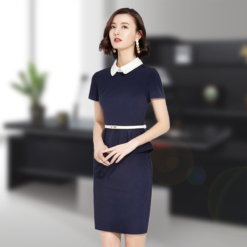 夏装新款修身职业装女裙OL连衣裙工装教师幼师工作服正装包臀裙