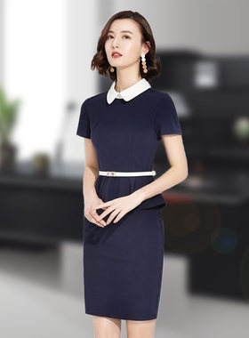 夏装新款修身职业装女裙OL连衣裙工装教师幼师工作服正装包臀裙