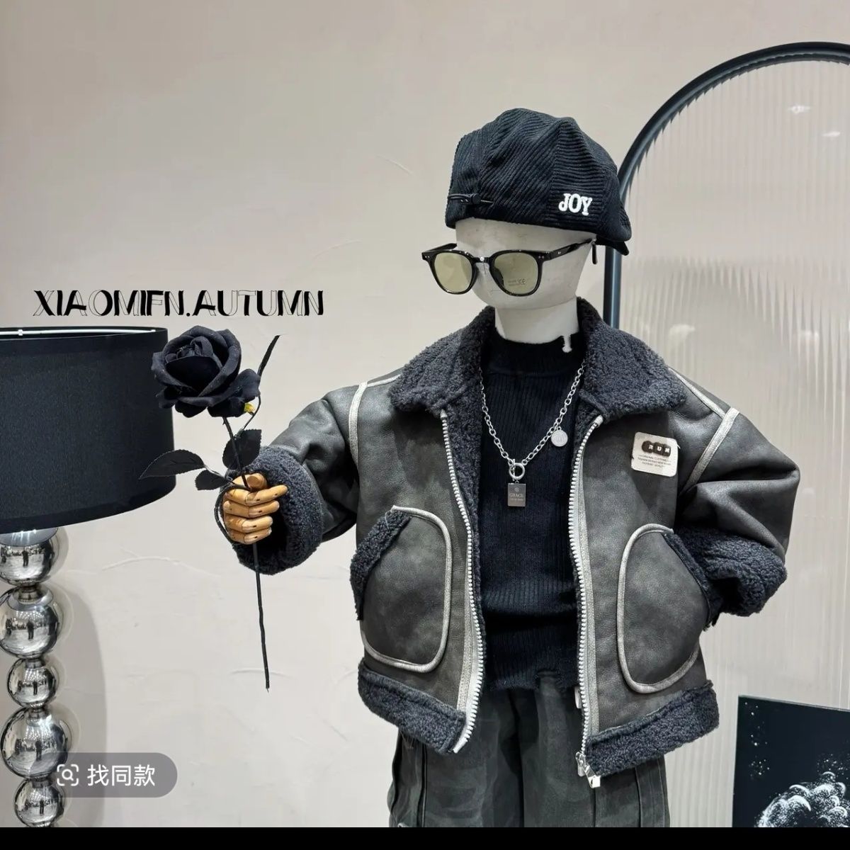 男童皮衣皮毛一体毛毛机车外套2025秋冬新款儿童皮草加厚夹克外套