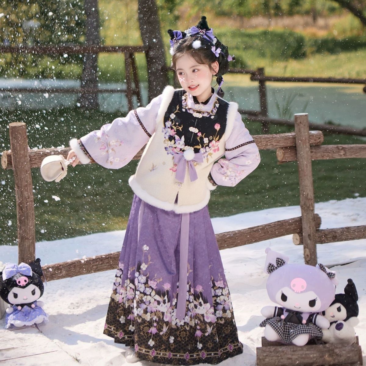 元旦汉服女童唐装国风拜年礼服