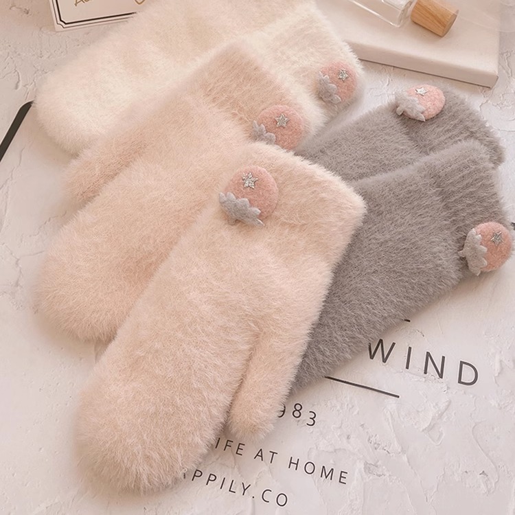 手套冬季女可爱韩版ins指闷子