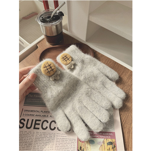 针织毛线手套春秋冬季保暖加绒