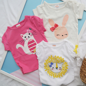 英国单外贸女童夏装 婴儿衣服纯棉宝宝上衣 t恤 2020新款 洋气短袖