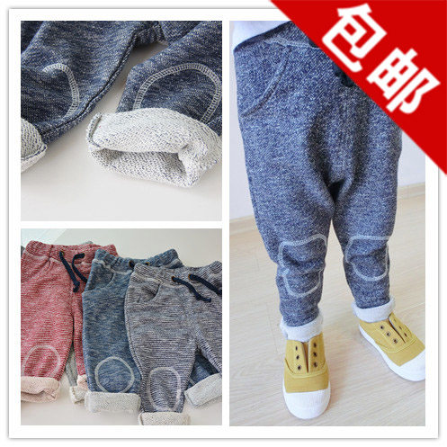 新款精品童装 春装小童宝宝贴布造型棉圈休闲款长裤柔软大pp裤