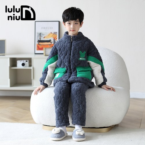 噜噜牛秋冬男孩大童家居服