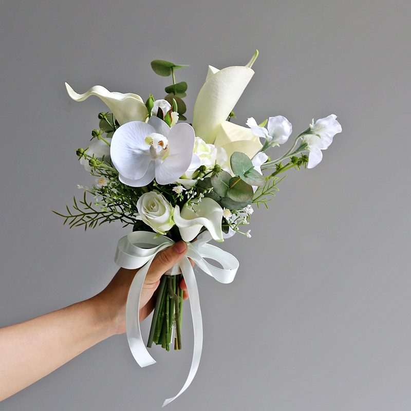 2023春夏绿白 手捧花新娘结婚摄影仿真花束家居餐桌摆放绢花装饰,家居饰品,仿真花/假花,淘宝优惠券,粉丝福利购,淘宝优惠卷