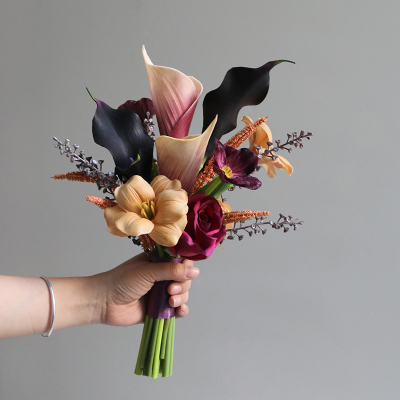 小众领证手捧仿真花束马蹄莲郁金香新娘结婚摄影绢花家居餐桌装饰