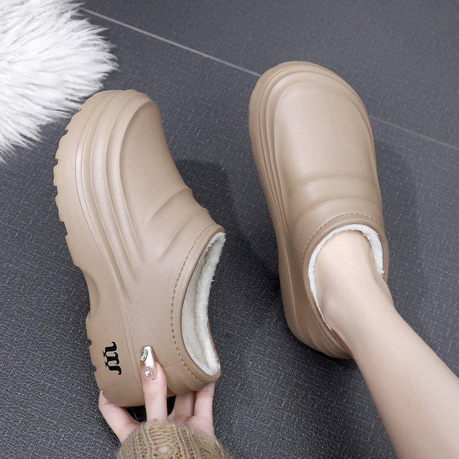 静音棉拖鞋女士冬季包跟