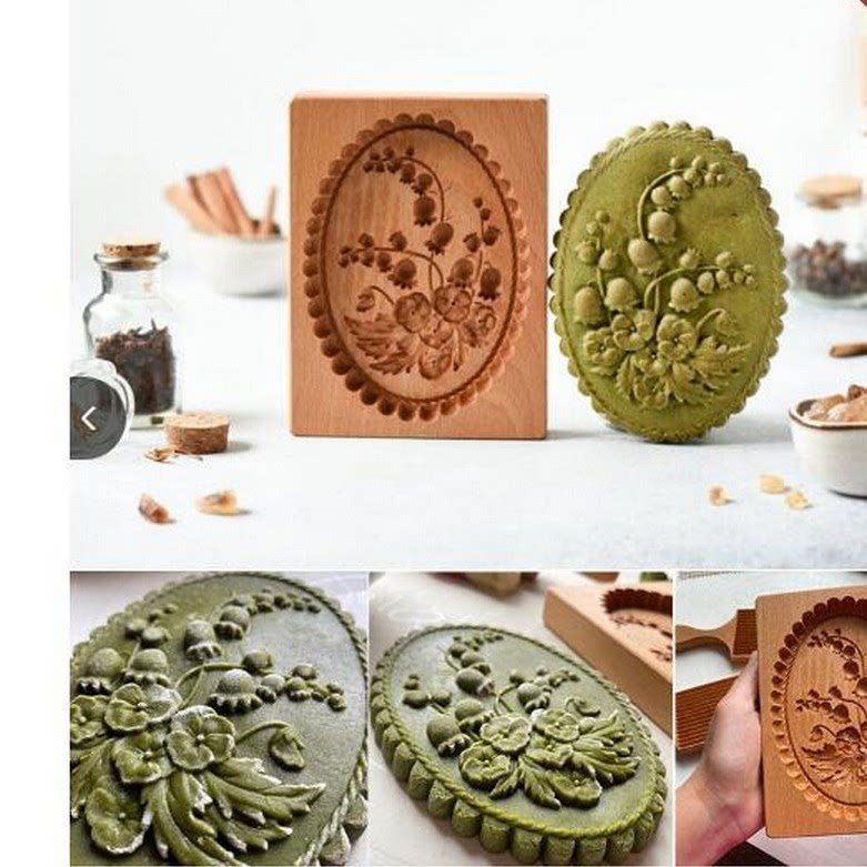 烘焙模具木质姜饼曲奇饼干仿真道具松子玫瑰花工艺品食品饼干模具