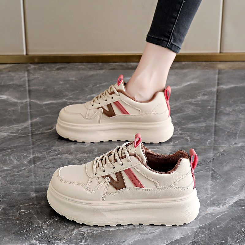 厚底鞋子女2026新款春秋真皮防水百搭松糕运动鞋不累脚休闲小白鞋