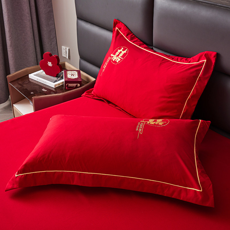 香妃影家纺中式红色金边刺绣枕套结婚本命年好运婚庆枕套,床上用品,枕套,淘宝优惠券,粉丝福利购,淘宝优惠卷