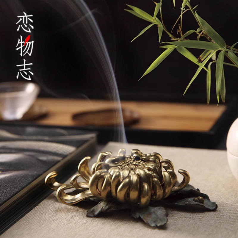 黄铜家居饰品熏香摆件香炉金蕊