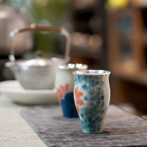 恋物志纯银999足银中式茶杯