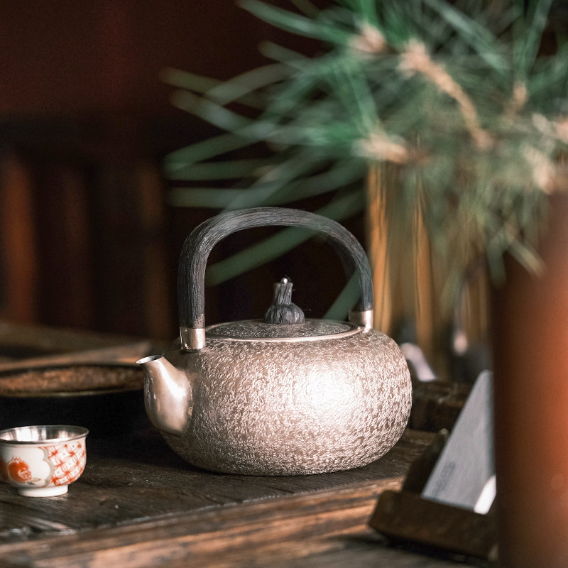 纯银银壶999纯手工一张打烧水壶煮茶壶家用银茶具日式复古风 追逐,餐饮具,茶壶,淘宝优惠券,粉丝福利购,淘宝优惠卷