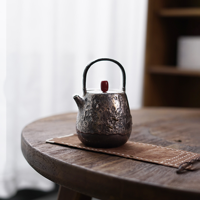 纯手工一张打提梁壶足银999