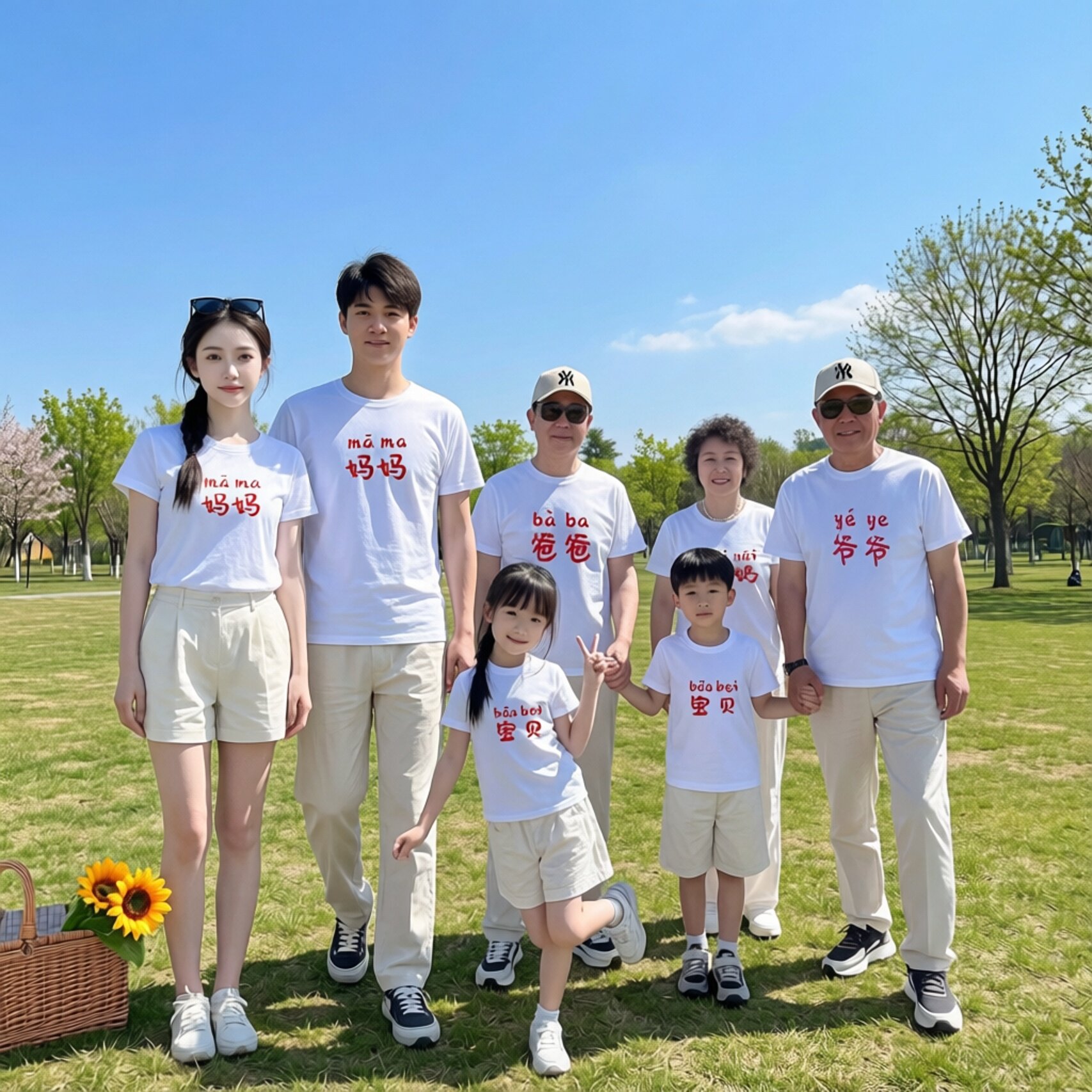 爷爷奶奶孙女亲子装一家六口外公外婆装祖孙三代全家福衣服姐弟装