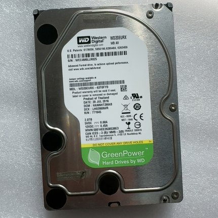 西数2T绿盘机械硬盘 WD3.5寸SATA接口 拆机盘 无坏道包测试