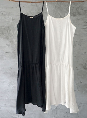 原创天丝棉荷叶边鱼尾长款吊带连身裙 仙女长款吊带裙 L18132