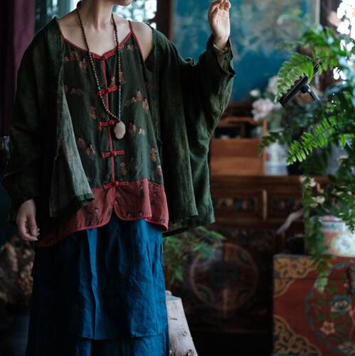棉纱宽松盘扣吊带百搭舒适