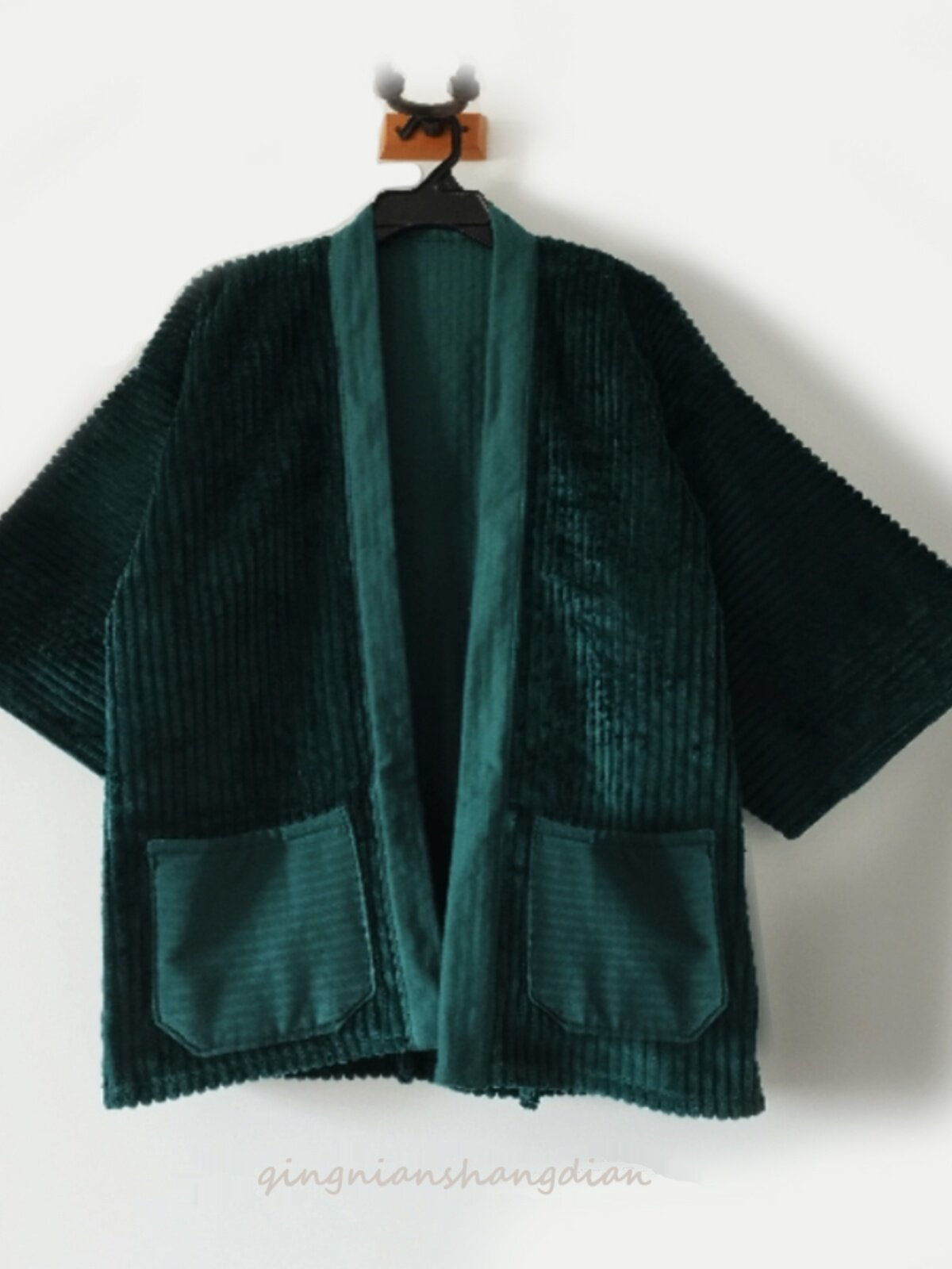 ORIGINAL HANFU ROBE JAPANESE JAPANESE DARK GREEN CARDIGAN SPRING AND AUTUMN RETRO LITERARY STYLE CARDIGAN LOOSE AND CASUAL