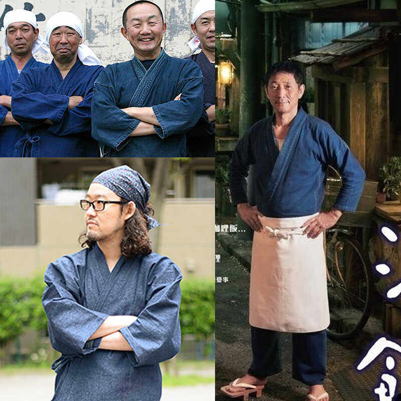 原创牛仔棉日式和风和服上衣斜襟男女复古文艺风开衫外套COS