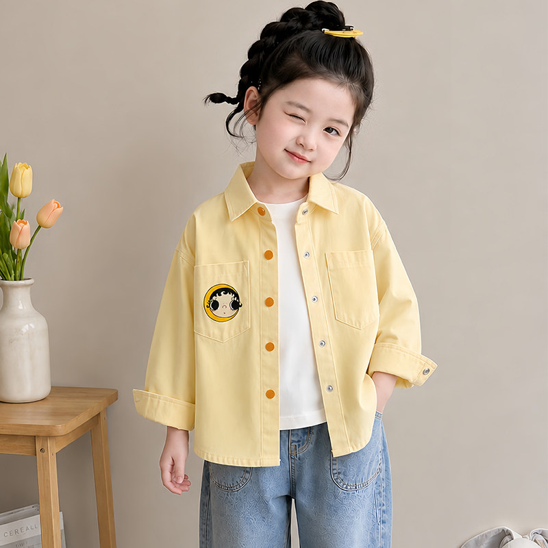 女童衬衫春秋季2026新款小女孩宝宝秋款衣服长袖儿童纯棉衬衣外套
