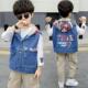 背心洋气外套 中大童春秋马夹儿童装 男童牛仔马甲潮童2026春装 新款